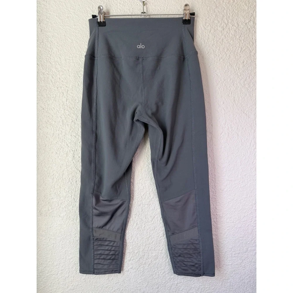 Alo Yoga High Waist Moto Legging Anthracite Grey Mesh Crop Size XS